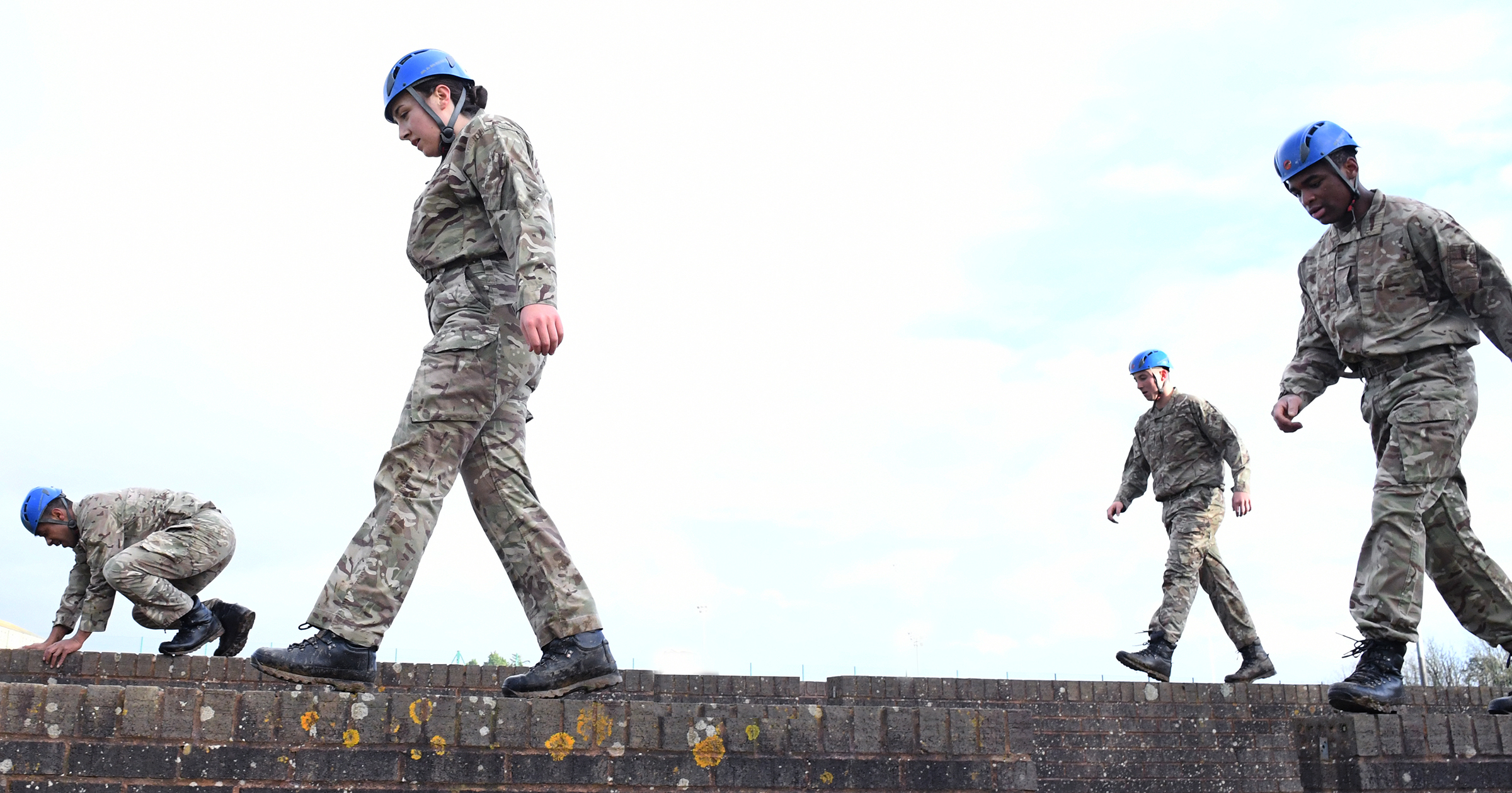 Recruits of Gould 2119 class on an obstacle course at HMS Raleigh, Cornwall
