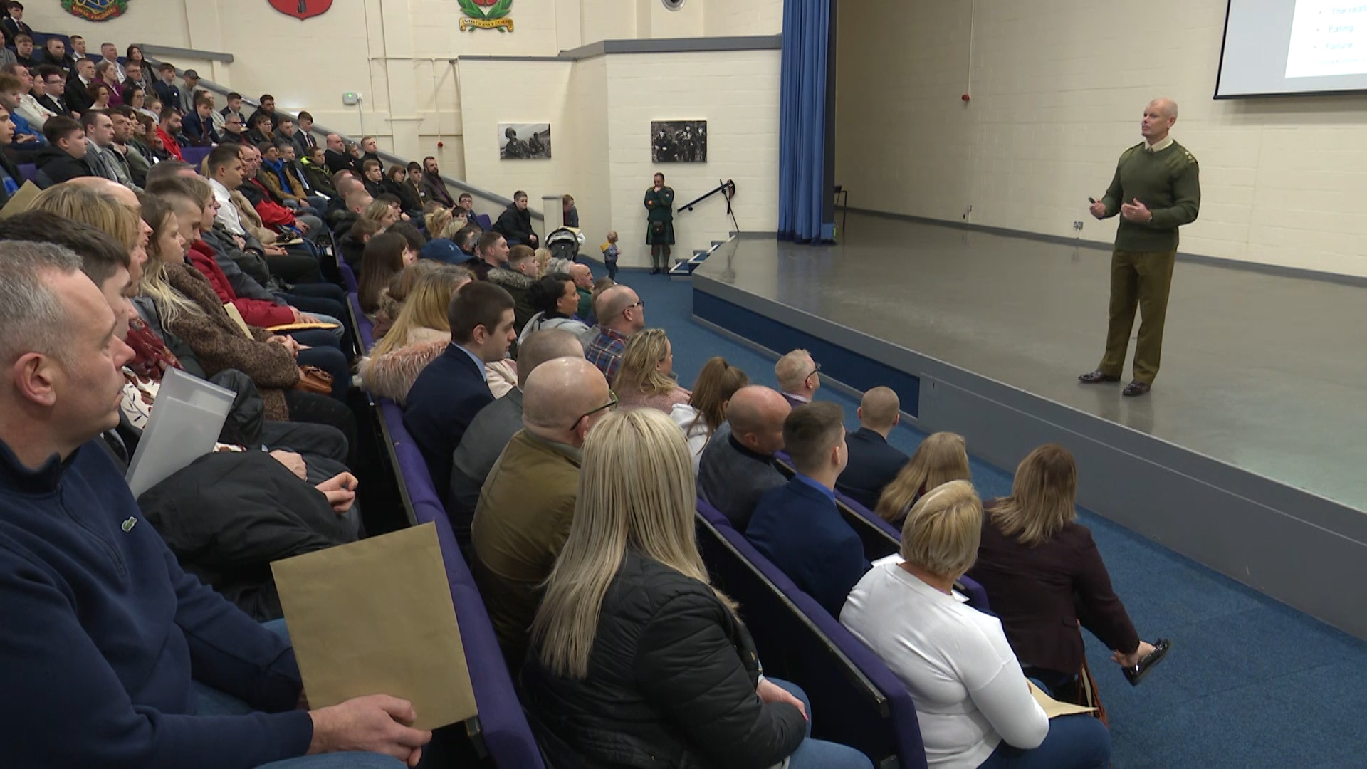 Lt Col Hall addressed the recruits and their families on arrival at the college.