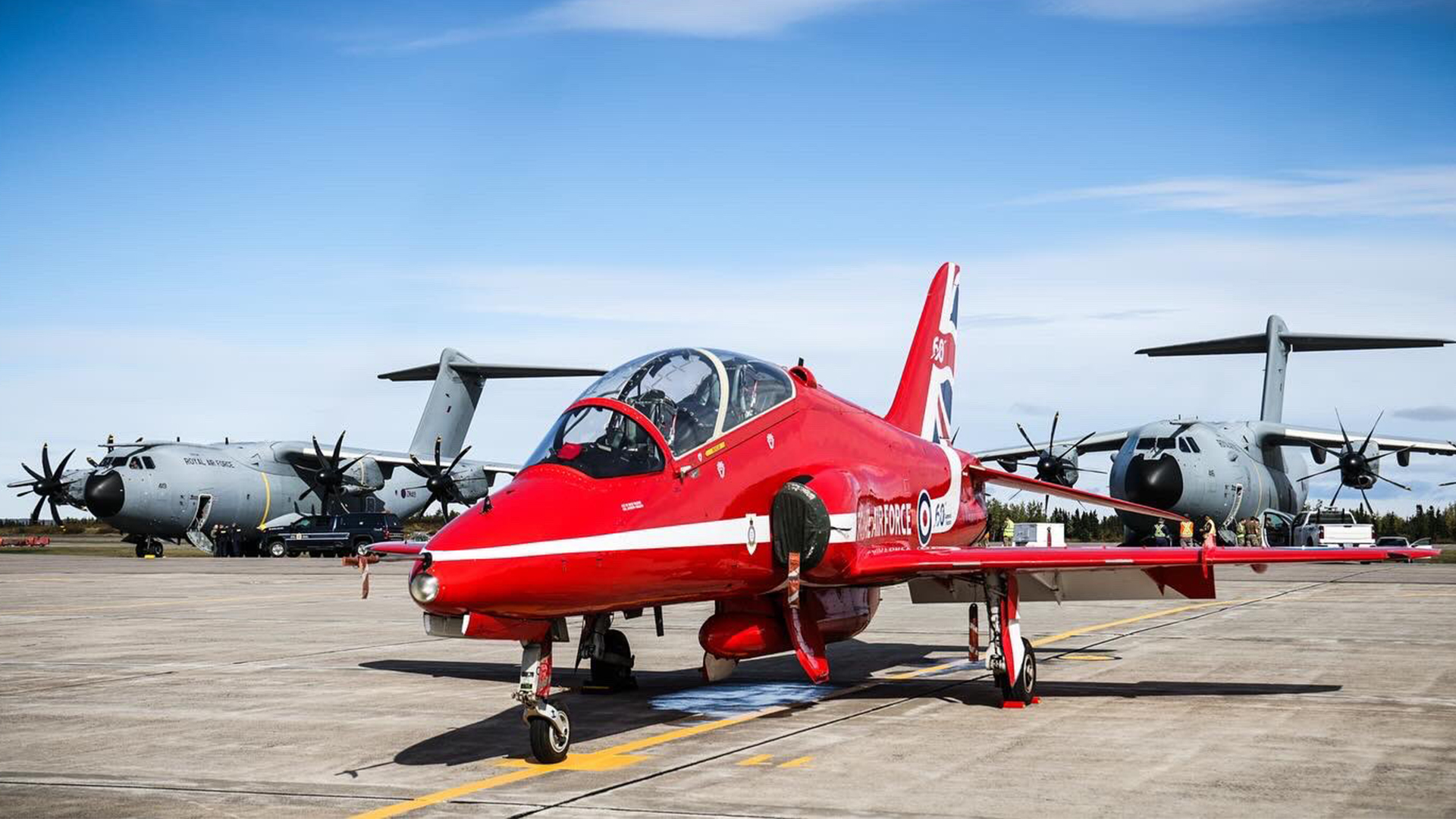 The Red Arrows and their Hawks were supported by Atlas A400M and P-8 Poseidon aircraft during their Maple Hawk display tour (Picture: Red Arrows)