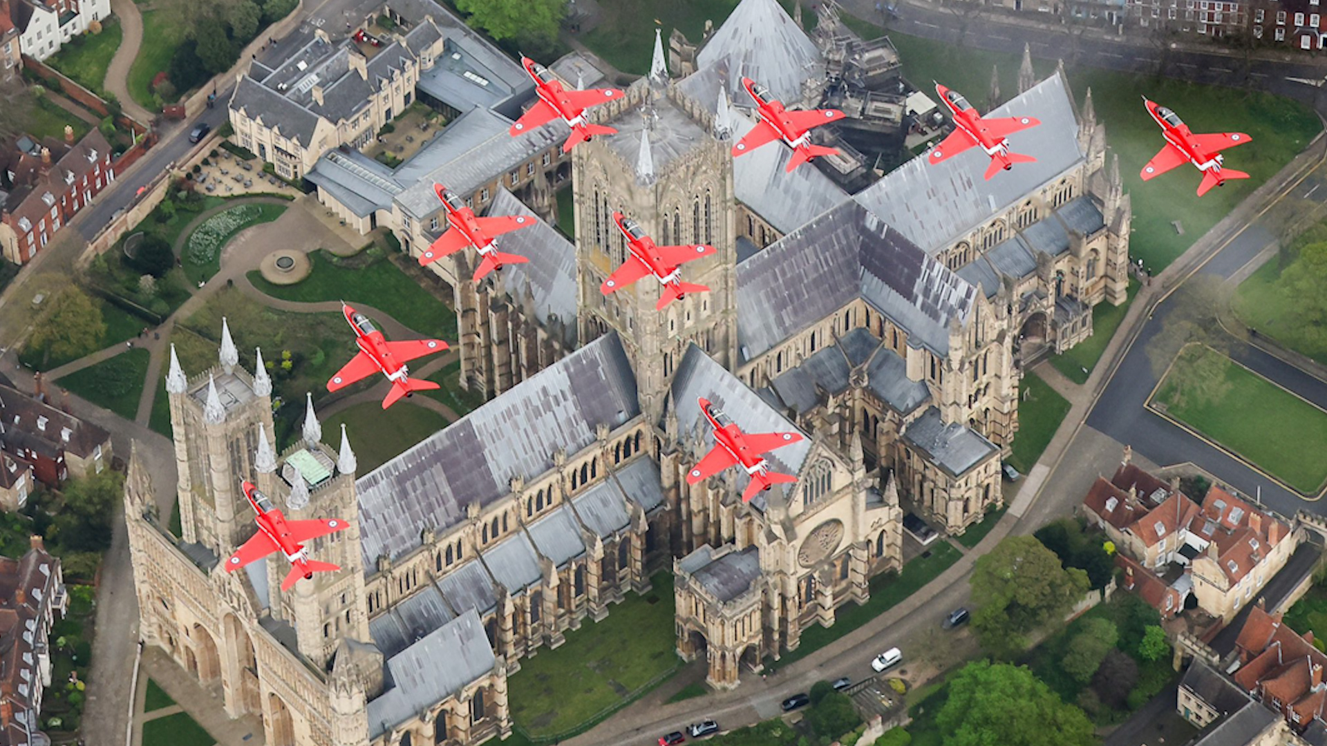 Red Arrows Lincoln Cathedral training sortie 100424 CREDIT RED ARROWS