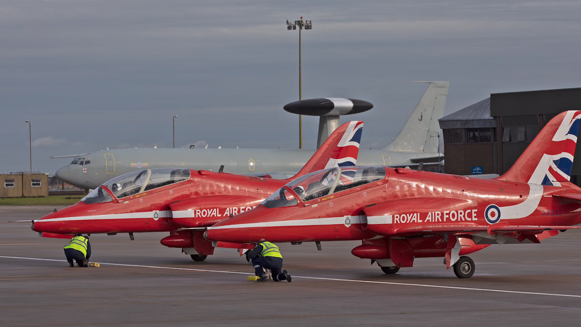 Red Arrows aircraft parked at RAF Waddington 220221 CREDIT Red Arrows Twitter