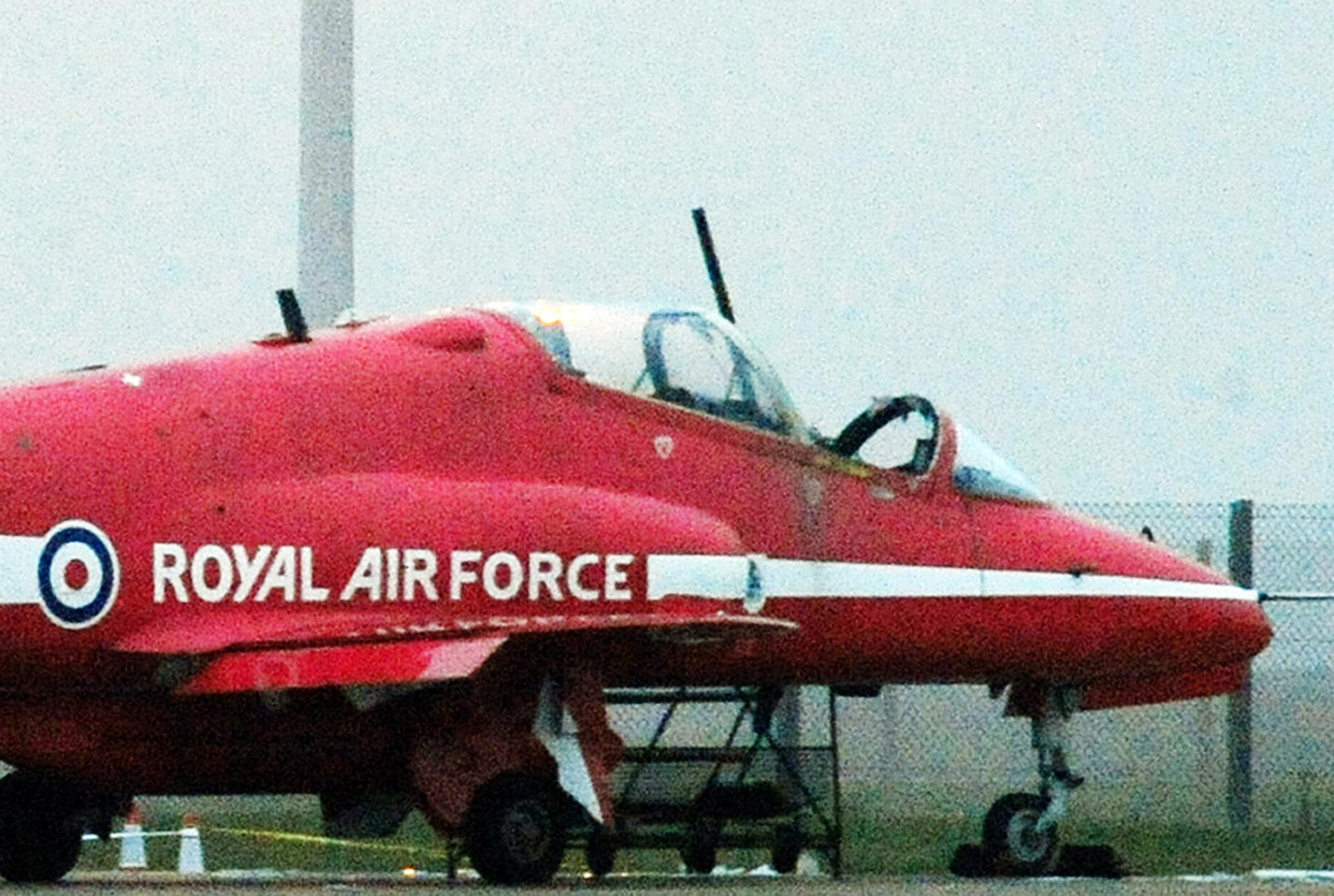 Red Arrows Hawk jet at RAF Scampton on November 2011