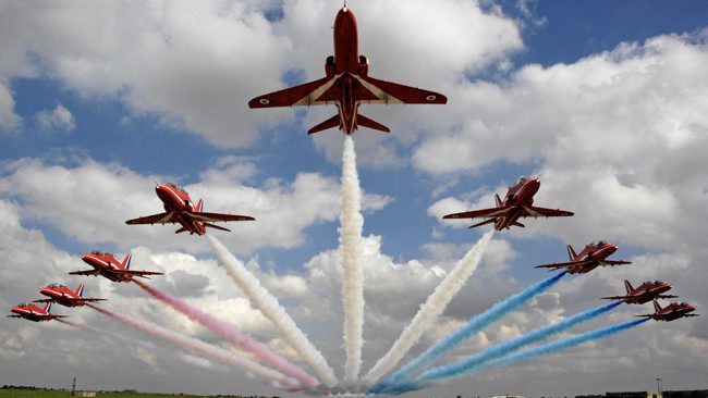 Red Arrows over RAF Scampton 290807 CROWN COPYRIGHT