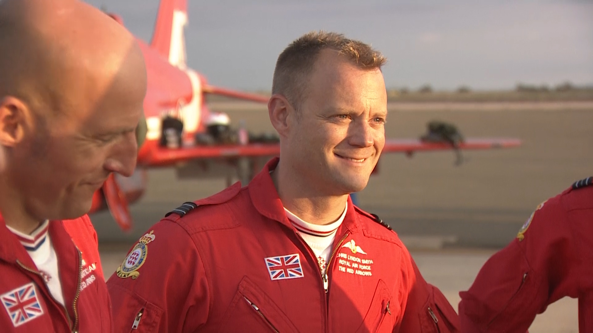 Red Arrows pilots smile at Miramar base 300919 CREDIT BFBS.jpg
