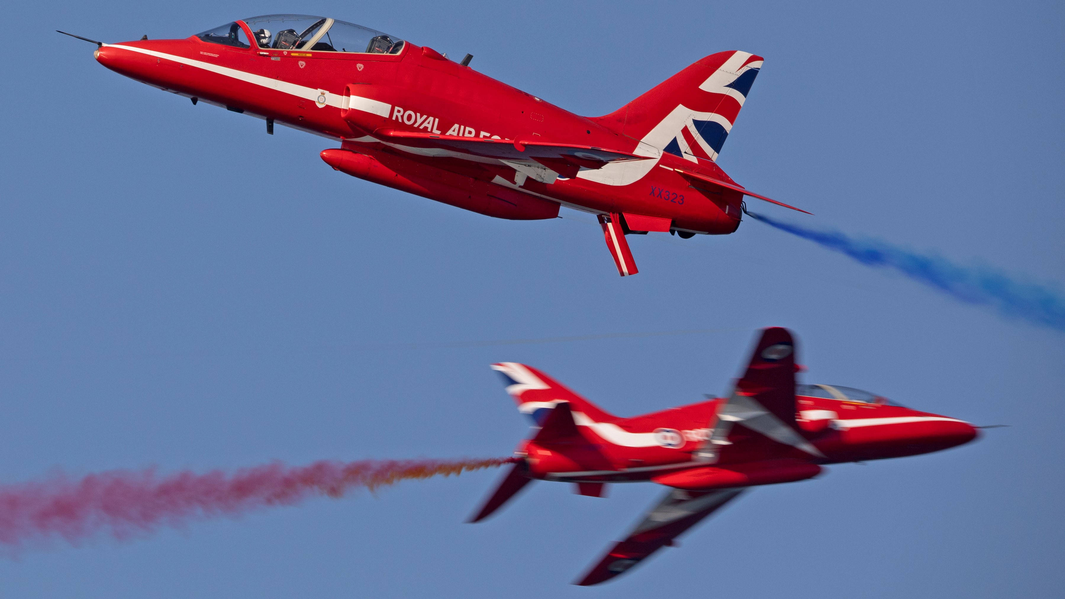 Red Arrows training display over Greece on Exercise Springhawk in May (Picture: MOD).