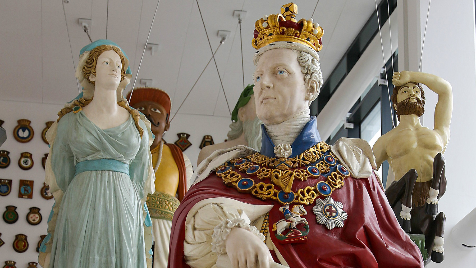 Restored 19th century Warship figureheads plymouth 10032020 CREDIT Royal Navy