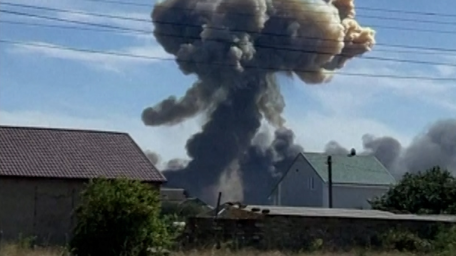 Rising plume of smoke seen in Crimea where Russian Saky air base was hit.