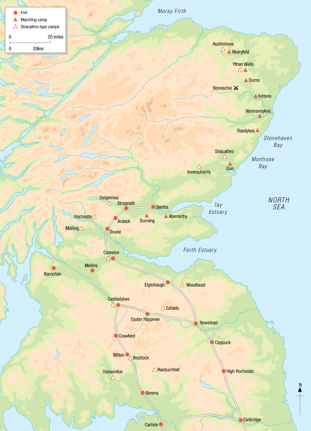 Map of Roman Scotland in AD 82 - 83