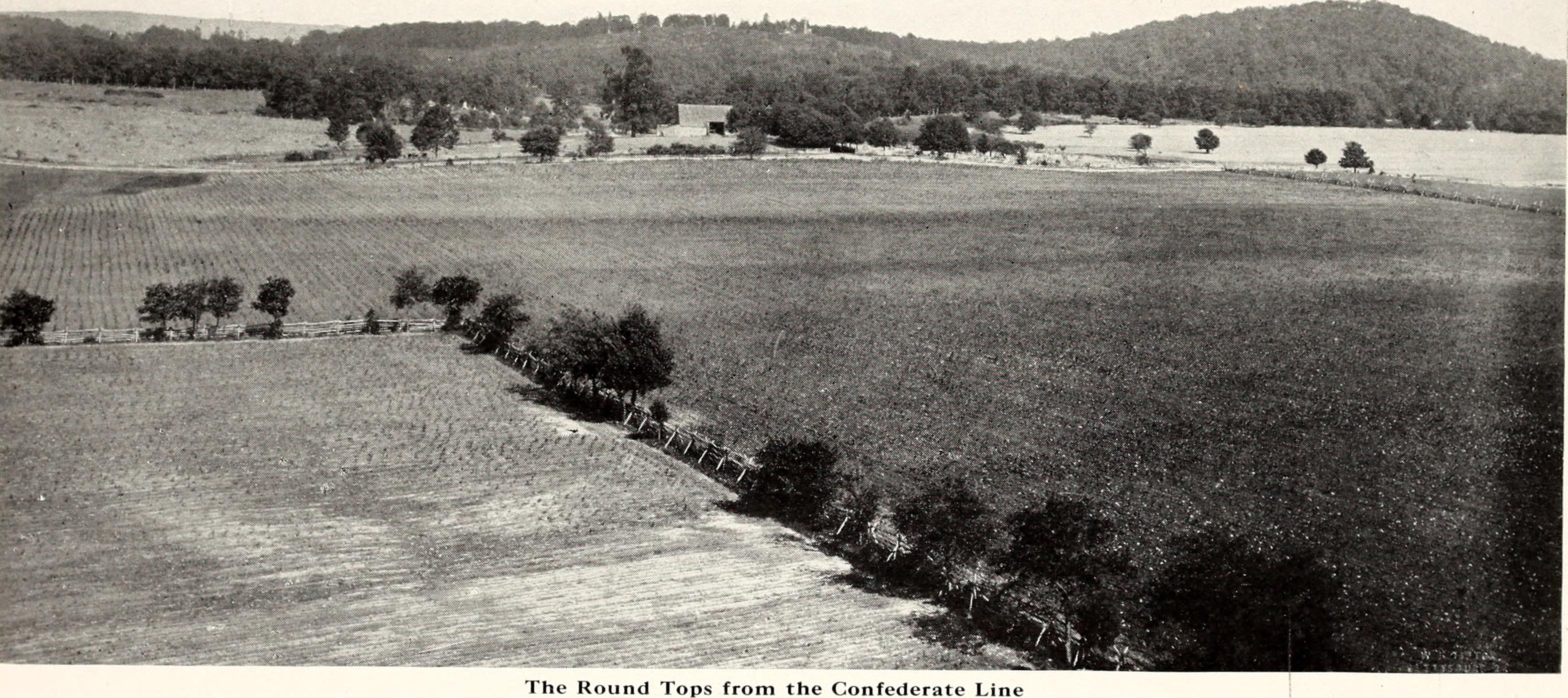 Roundtops from the Confederate lines pic taken on 50th anniversary