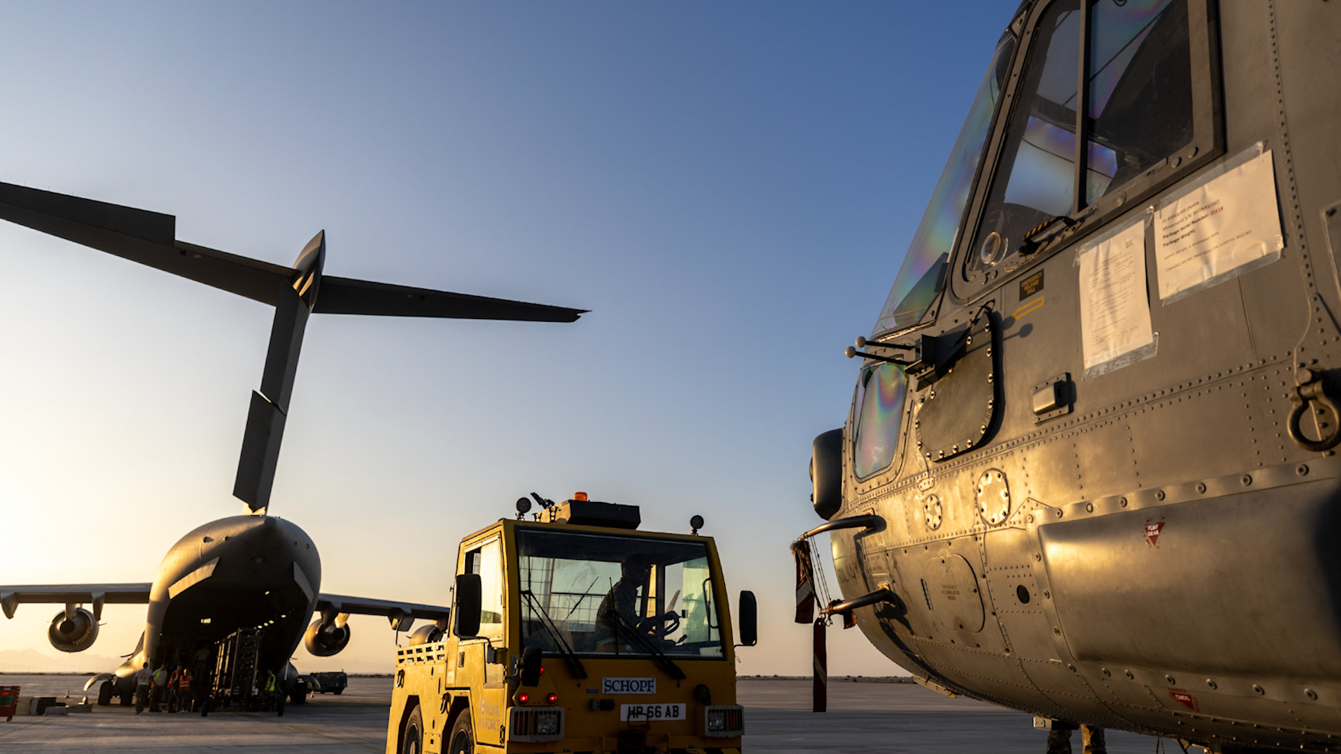 Royal Air Force C-17 airlifts Royal Navy Merlin back to the UK 21122023 CREDIT RAF