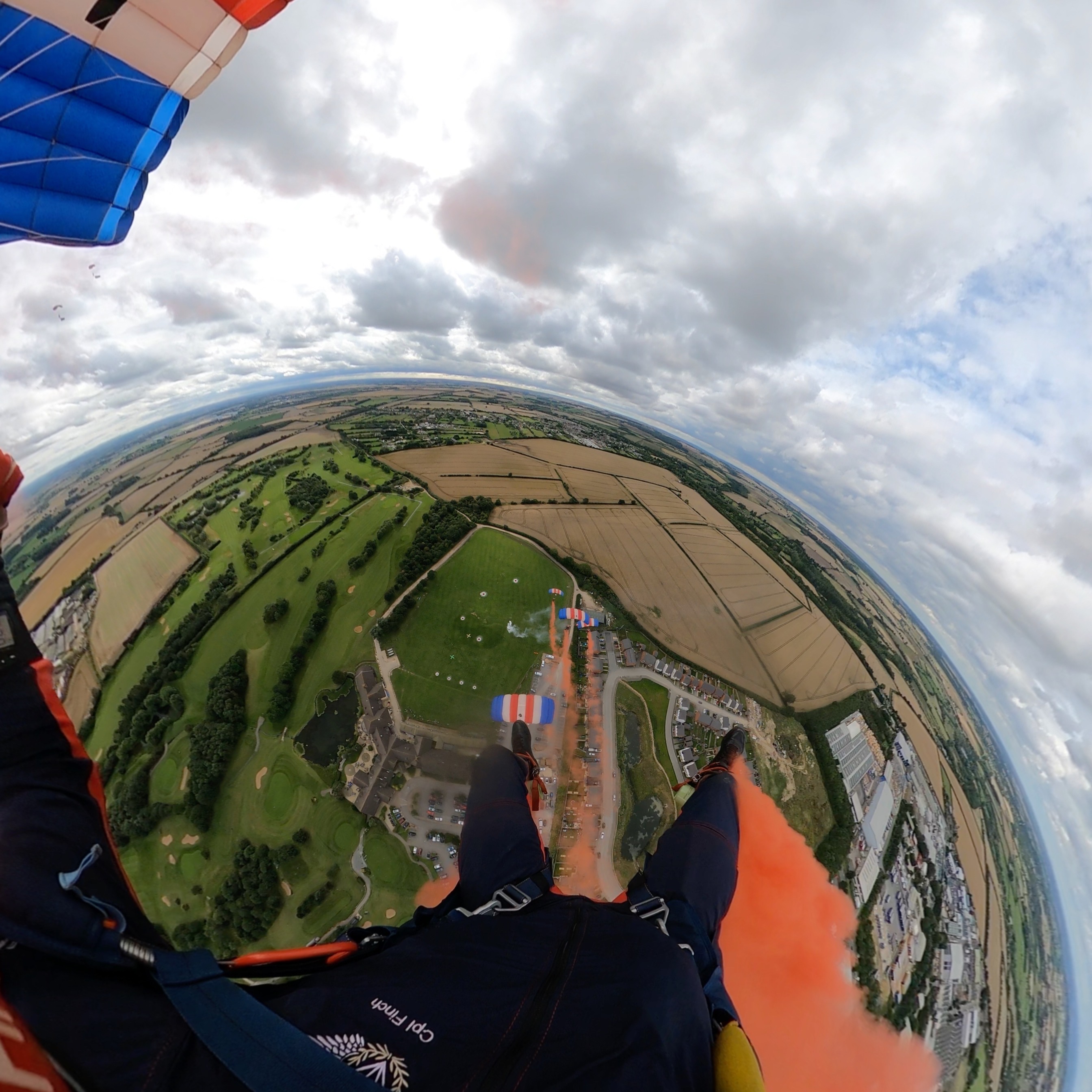 Royal Air Force Falcons carry out parachute display from C-17 Globemaster for the first time