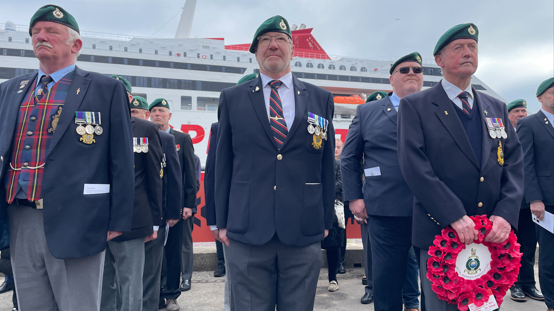 Royal Marine veterans at the memorial service for Thomas Peck Hunter VC