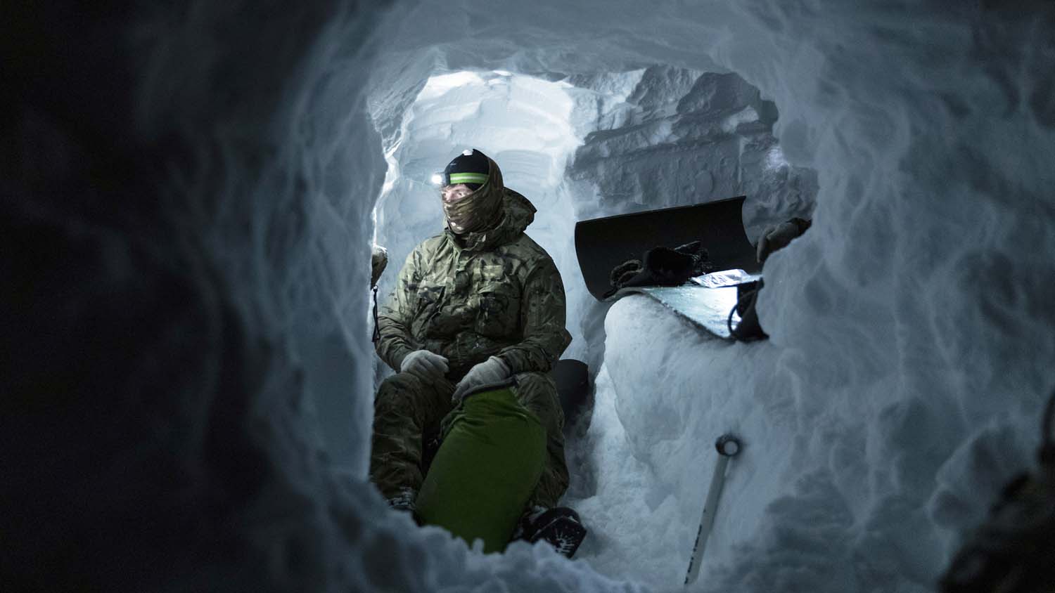As part of the survival training phase in Norway, 45 Commando had to build snow shelters (Picture: Royal Navy).