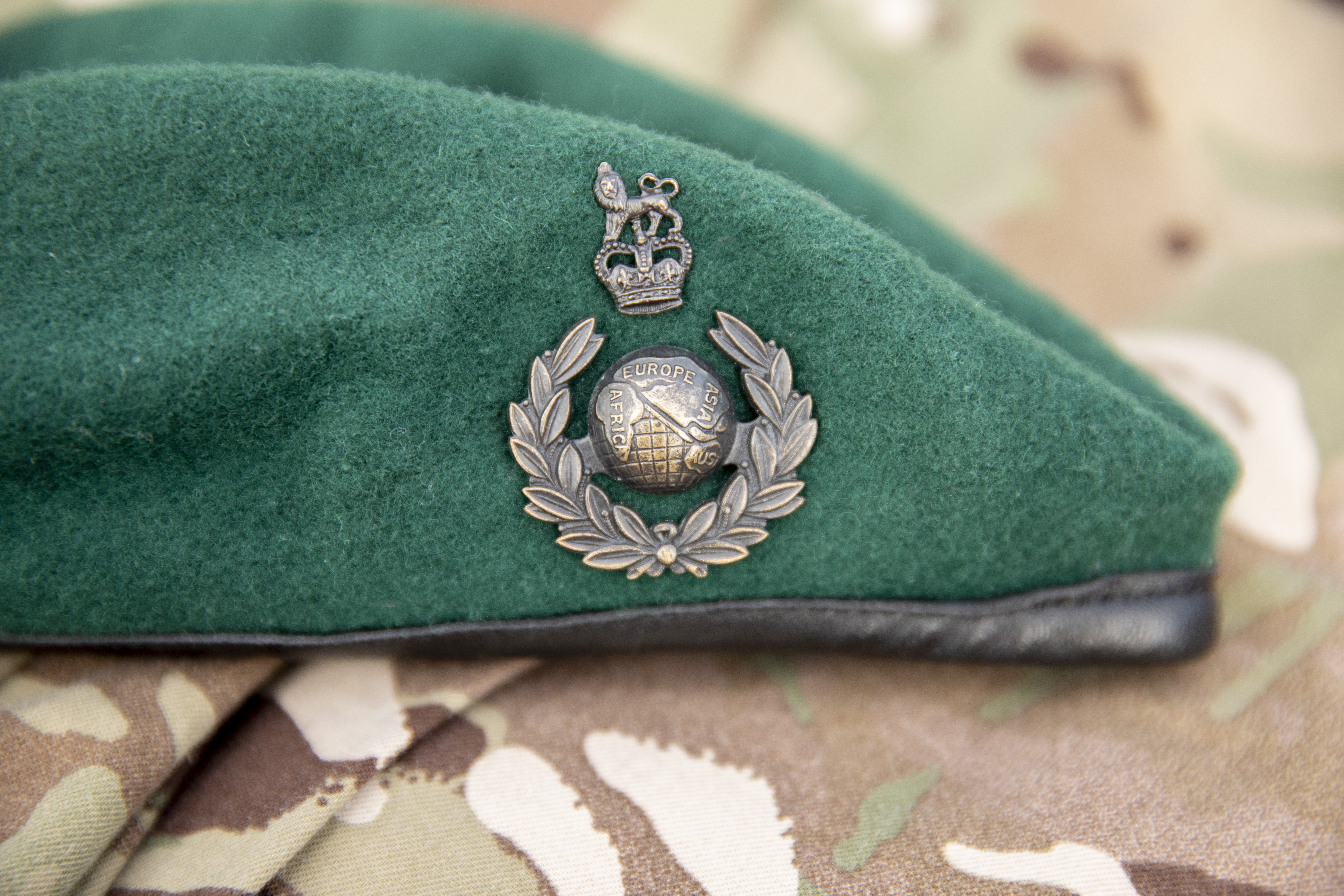 The coveted 'green beret' of the Royal Marines. Credit: Georgina Coupe, BFBS