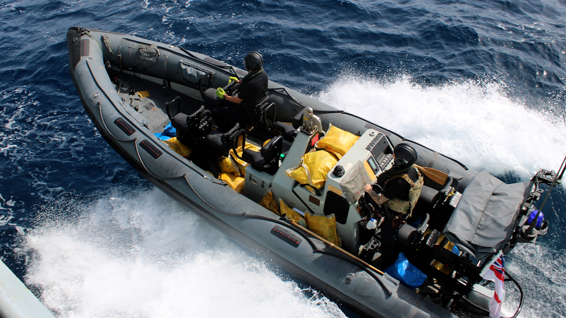 Royal Marines boarding craft working from HMS Lancaster to bust drugs in Indian Ocean and Gulf (Picture: Royal Navy).