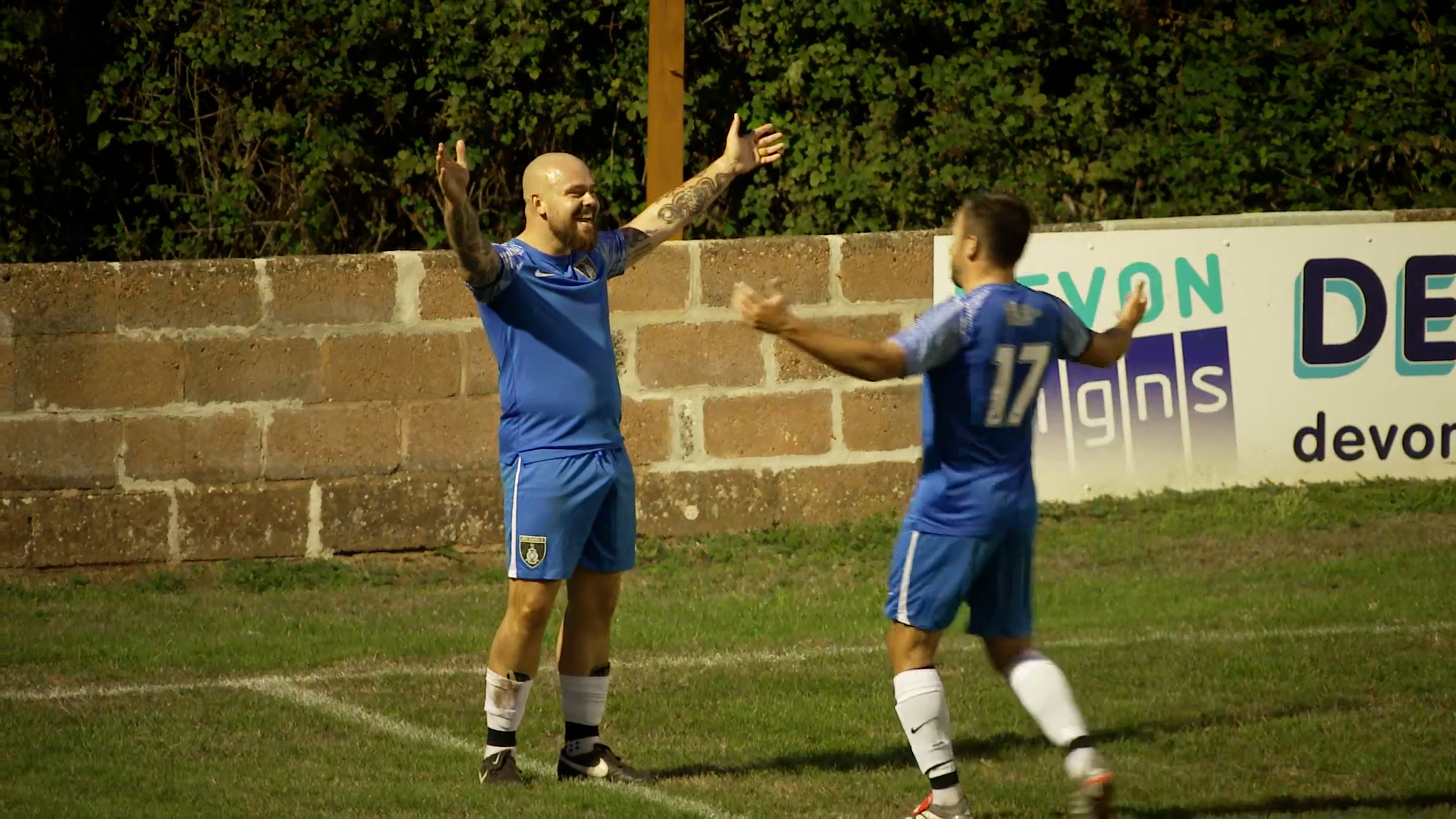 Kieron Feeney celebrates scoring the fifth and final goal for his Marines side (Picture: BFBS)