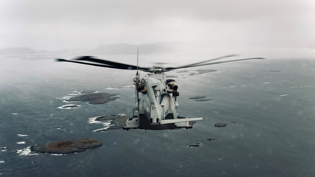 Royal Marines helicopters completed their epic 1,800-mile journey into the Arctic Circle (Picture: MOD).