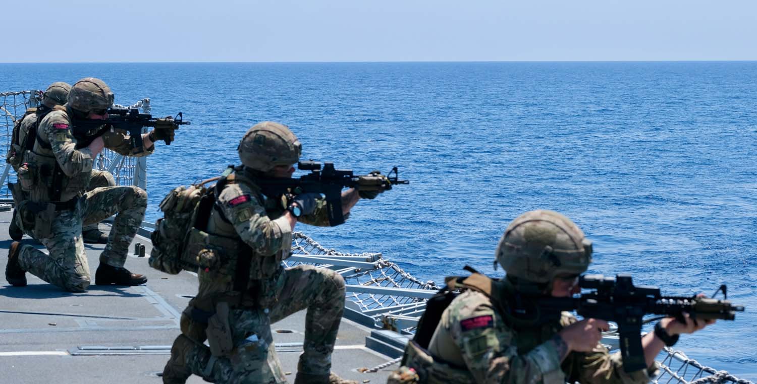 Royal Marines onboard HMS Kent, CSG 2021