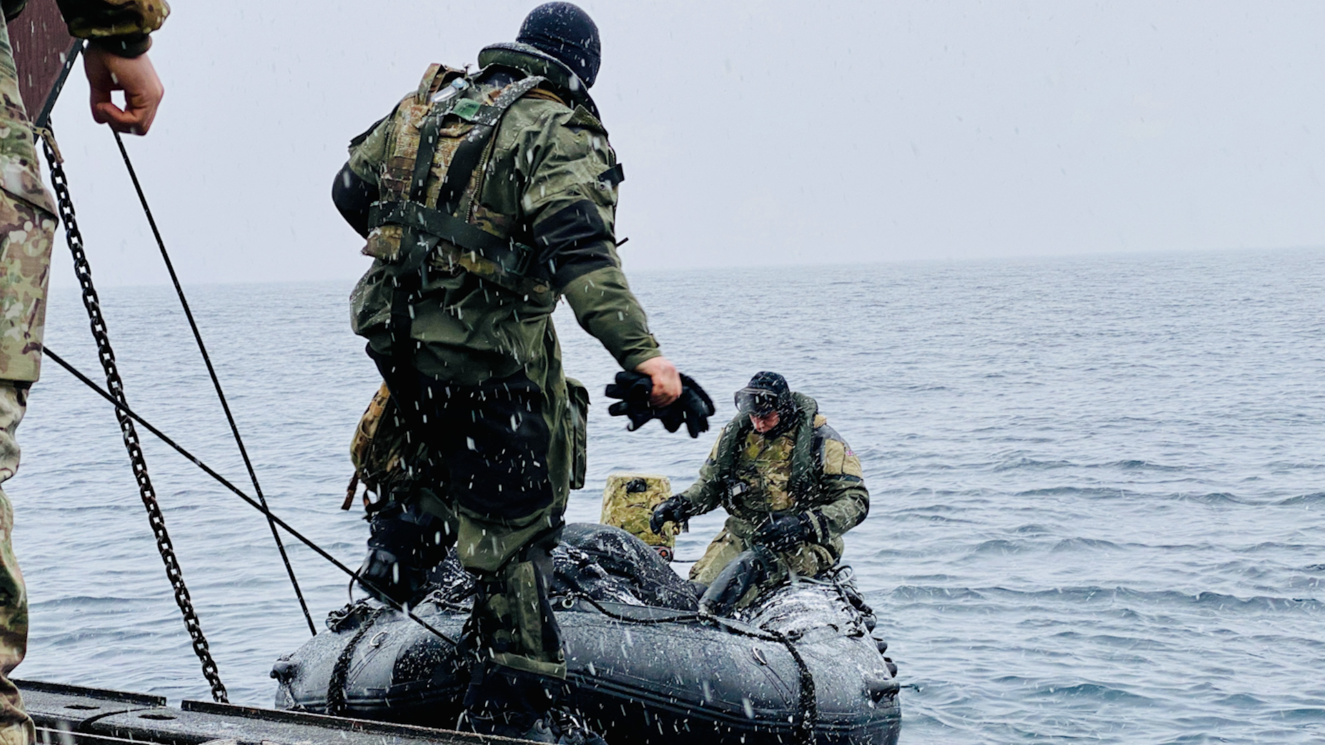 Royal Marines operating from a landing craft during NATO's Exercise Cold Response