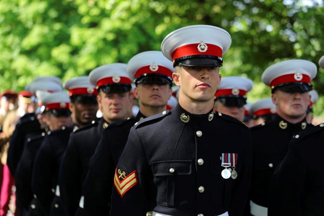 Royal Marines parade on Salisbury Armed Forces Day