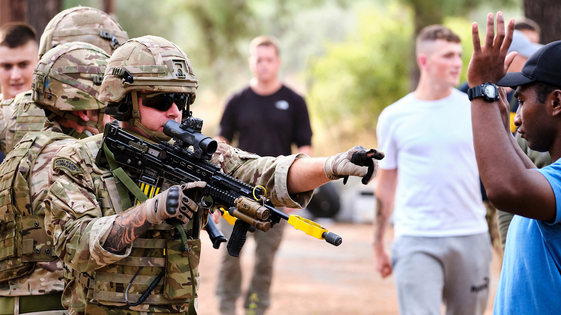 Royal Marines practise crowd control Cyprus 