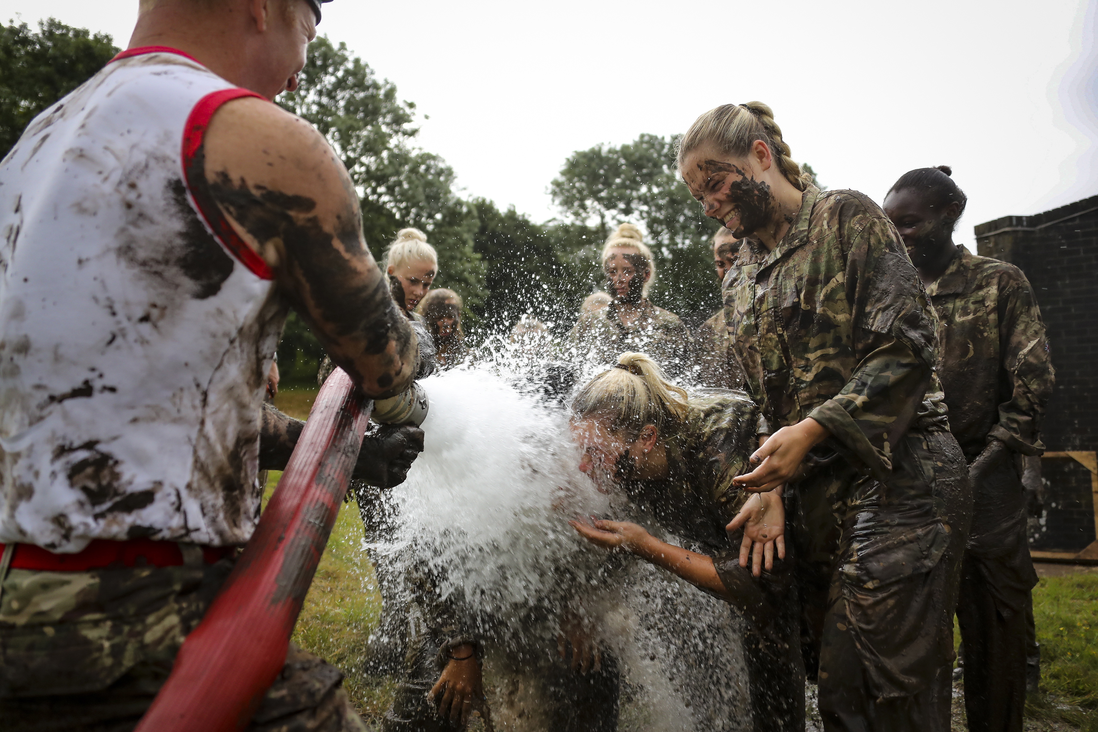 Royal Marines train England footballers