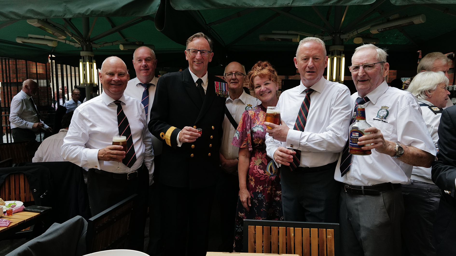 Royal Naval Association Biennial Parade - Members of the RNA, Commodore Mark Slawson RNA Vice President and Sarah Atherton MP for Wrexham 100923 CREDIT RCA.JPG