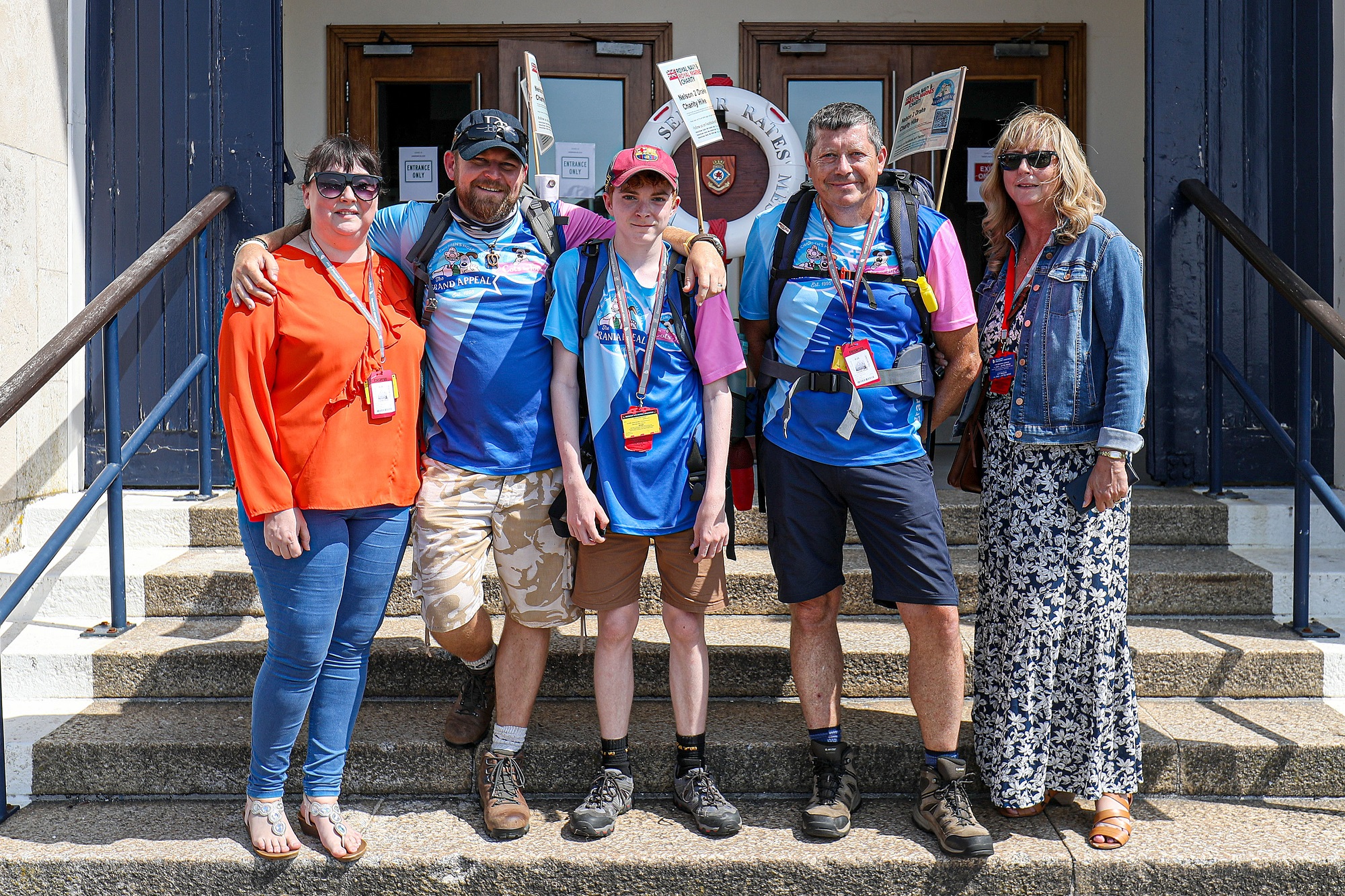 Royal Navy Chief Petty Officer Chris Levy and retired Chief Petty Officer Simon Cranfield after completing their 220 mile hike, to raise money for charity, from Portsmouth to Plymouth