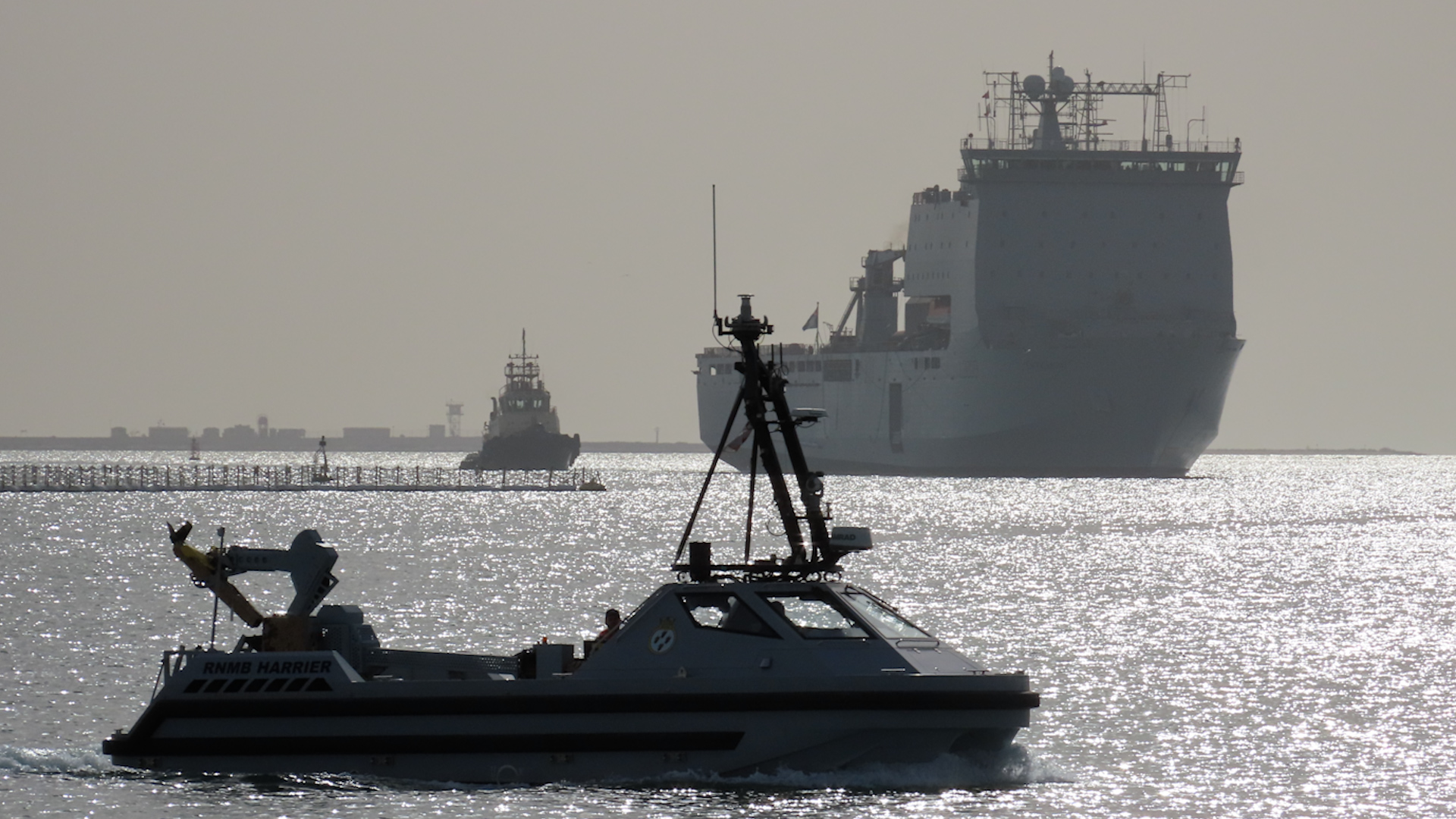 Royal Navy Motor Boat RNMB Harrier Gulf Trials RFA Cardigan Bay 130223 CREDIT ROYAL NAVY