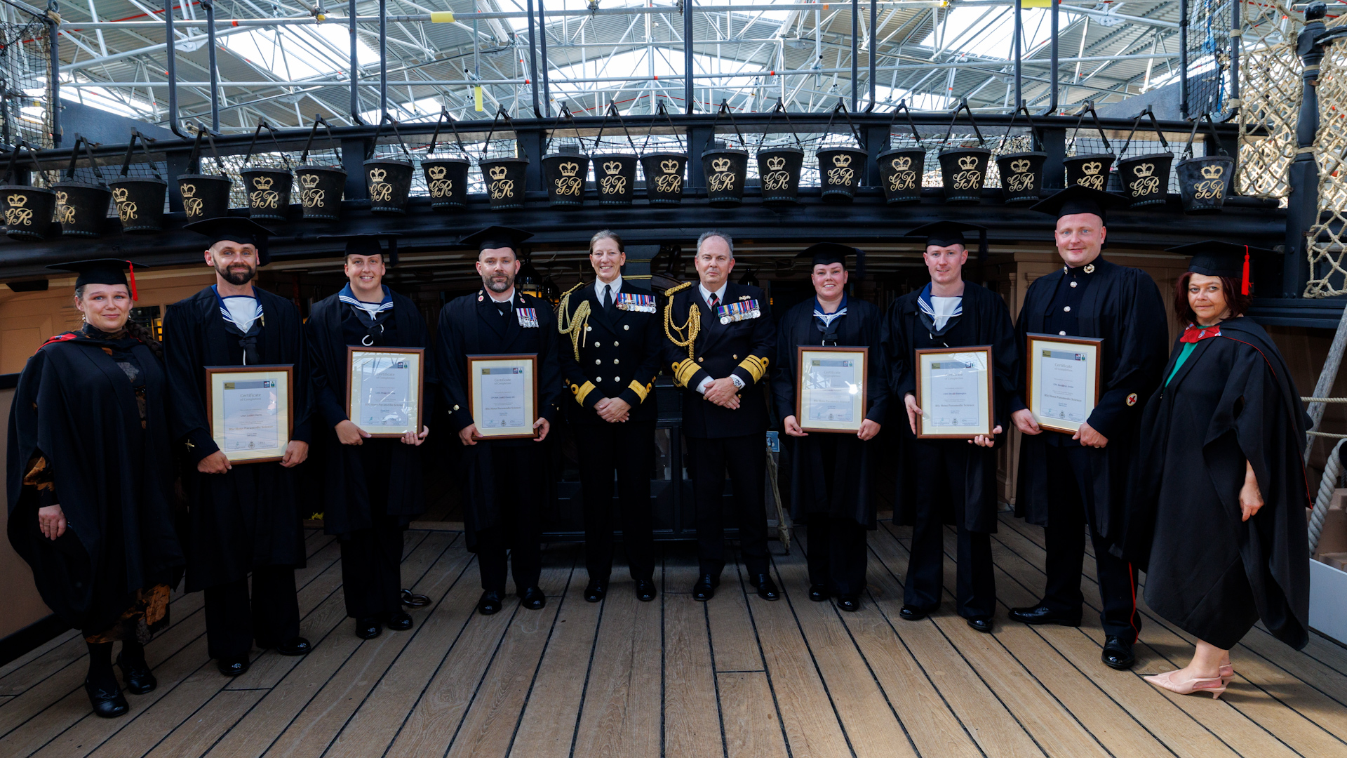 Royal Navy Paramedics at their graduation onboard HMS Victory CREDIT ROYAL NAVY