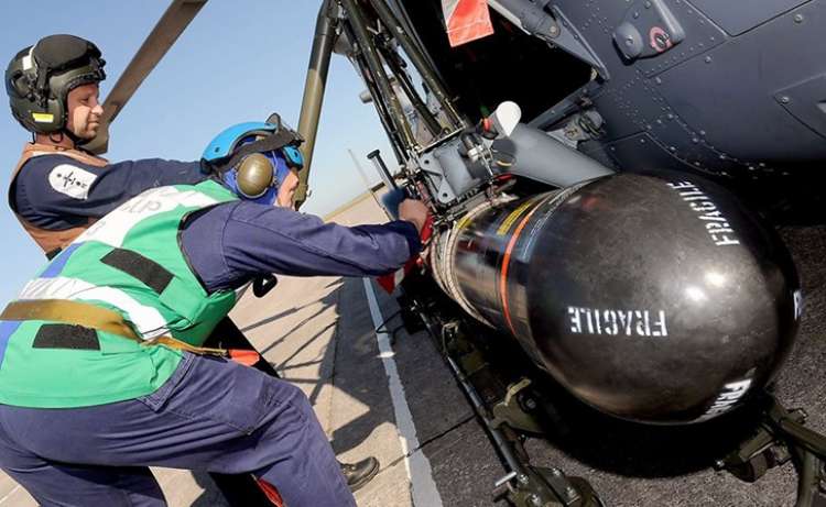 Royal Navy Wildcat helicopter Sting Ray torpedo first fire