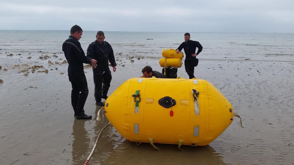 Royal Navy divers from the Portsmouth-based Southern Diving Unit 2, who are trained bomb disposal experts, were called to the scene were called out after a member of the public found the partially submerged device on Saturday.