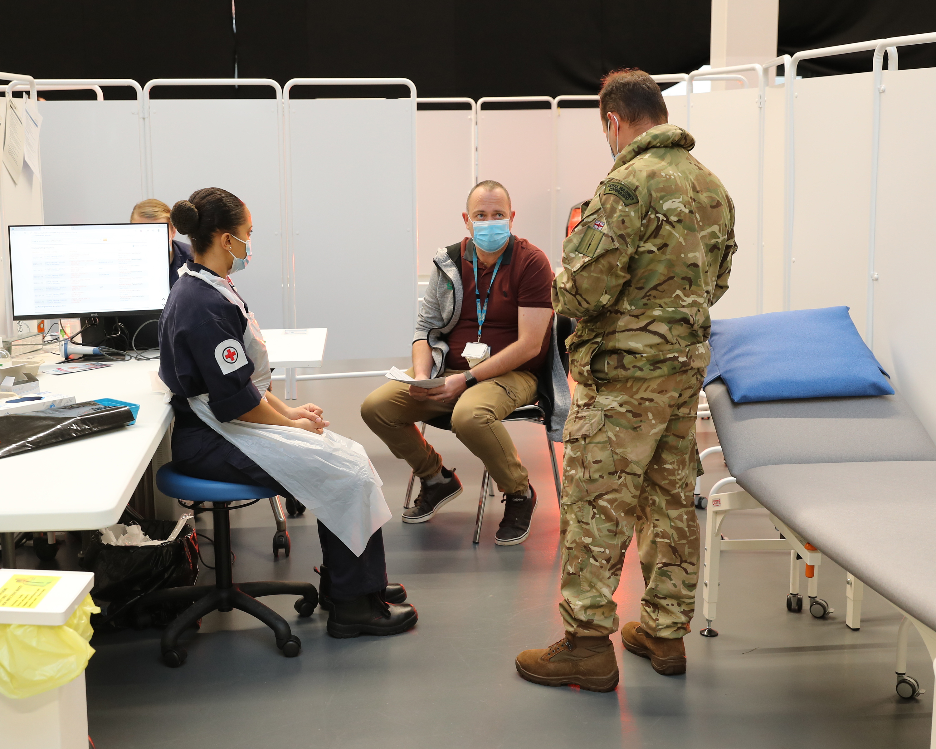 Royal Navy medic at Bristol Coronavirus vaccination hub Ashton Gate