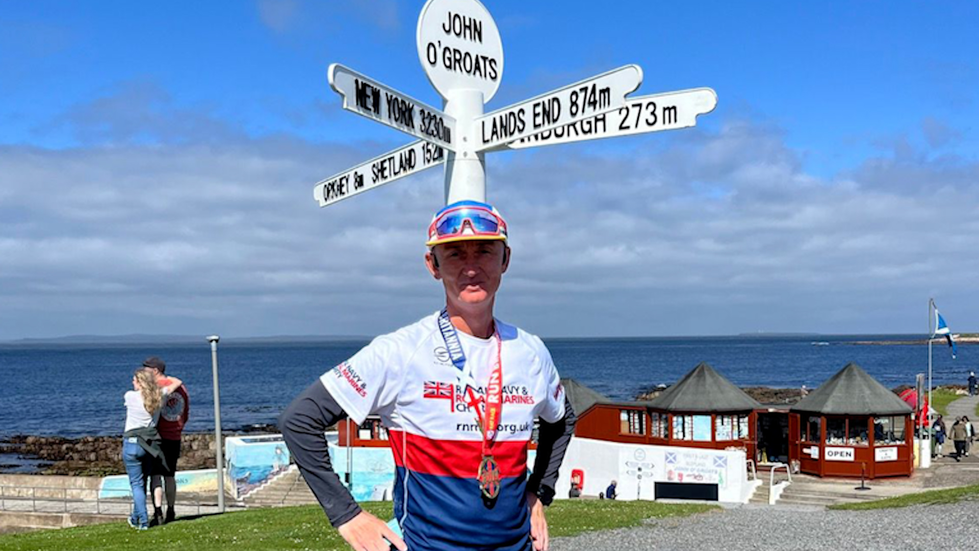 Royal Navy officer Lieutenant Commander Alex Miles John O’Groats fundraising for Royal Navy & Royal Marines Charity (RNRMC) and Alabaré 060724 CREDIT Alex Miles RNRMC