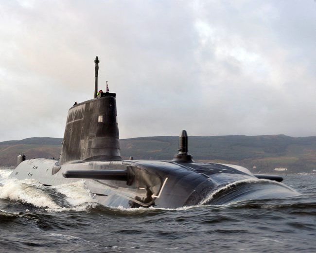 HMS Astute pictured sailing up the Clyde estuary into her home port of Faslane in 2011. Picture: MOD.