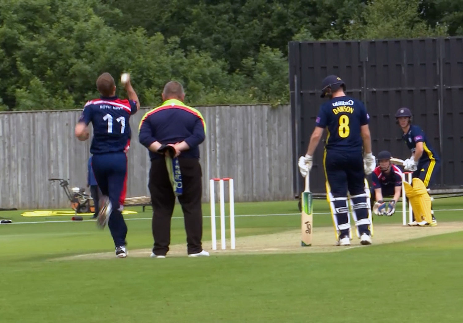 Liam Dawson at 2018 Royal Navy vs Hampshire cricket match