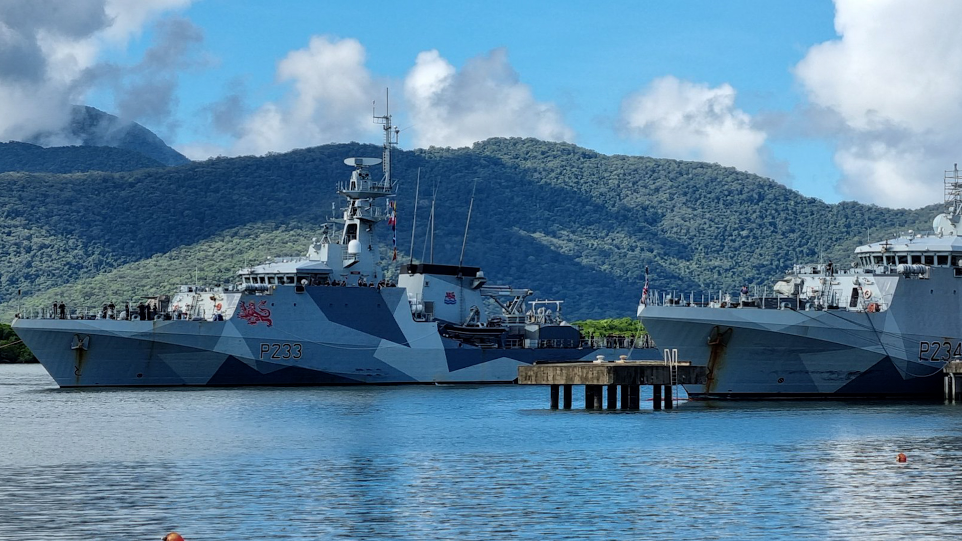 Royal Navy warships HMS Spey and HMS Tamar reunite Carins Australia 060723 CREDIT ROYAL NAVY TWITTER