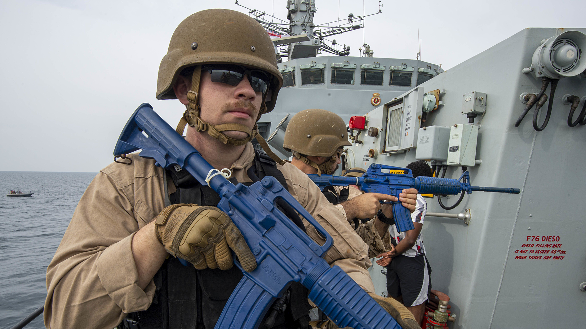 A US board and search team on HMS Lancaster