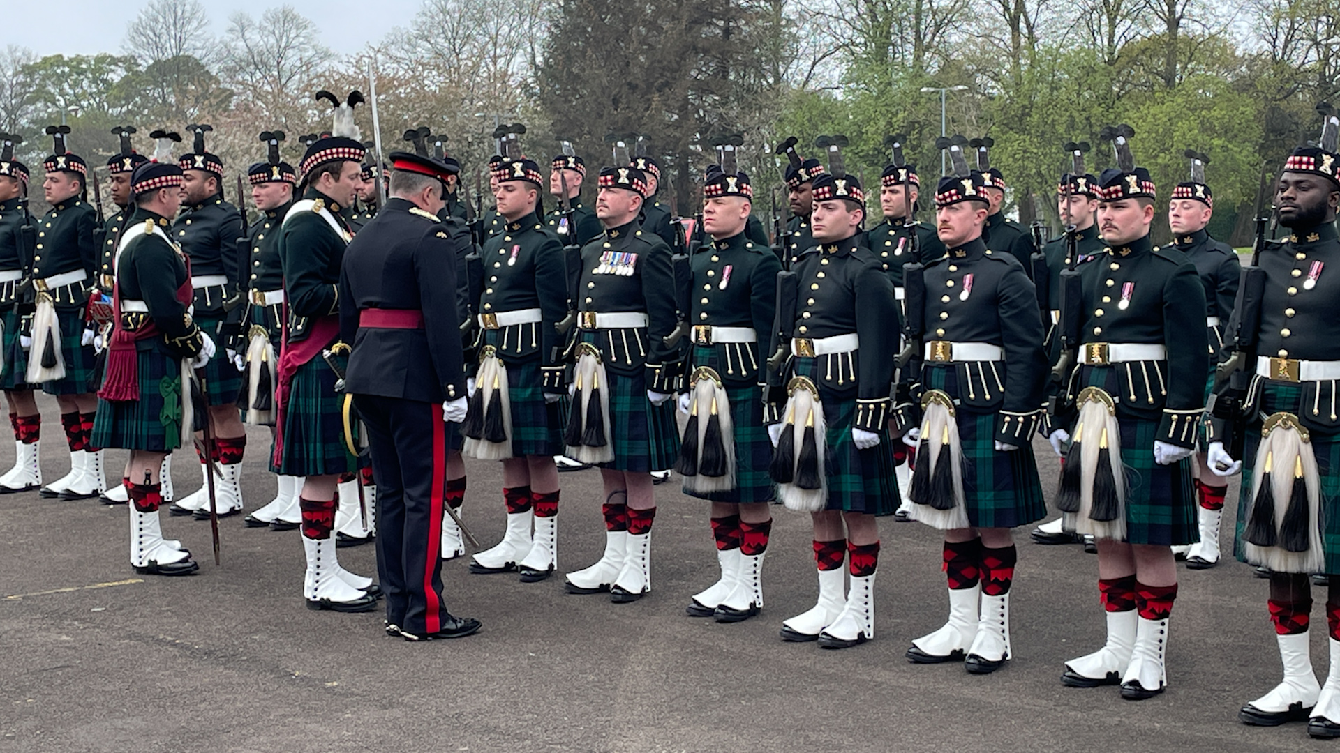 Royal Regiment of Scotland’s ceremonial unit inspection Redford Barracks Edinburgh 3 020524 CREDIT BFBS