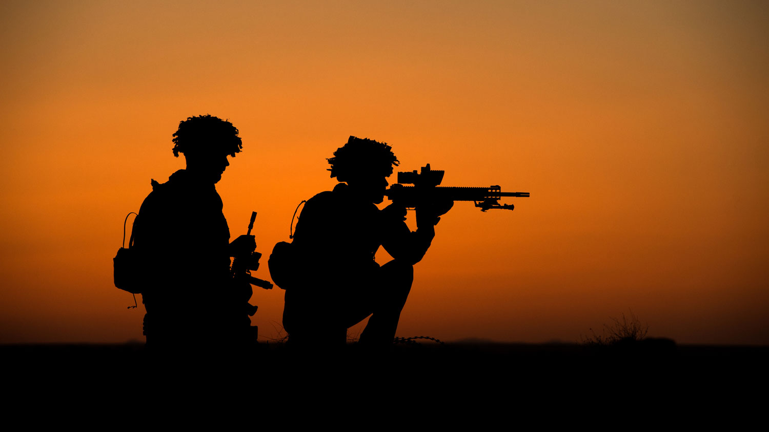 Soldiers C Company 2nd Battalion Royal Anglian Regiment Silhouette Afghanistan June 2014