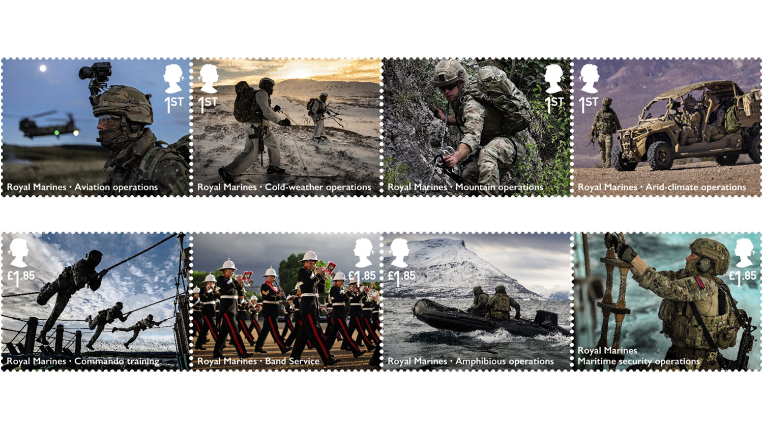 Royal Marines Commandos are being celebrated in a new series of Royal Mail stamps CREDIT Royal Mail