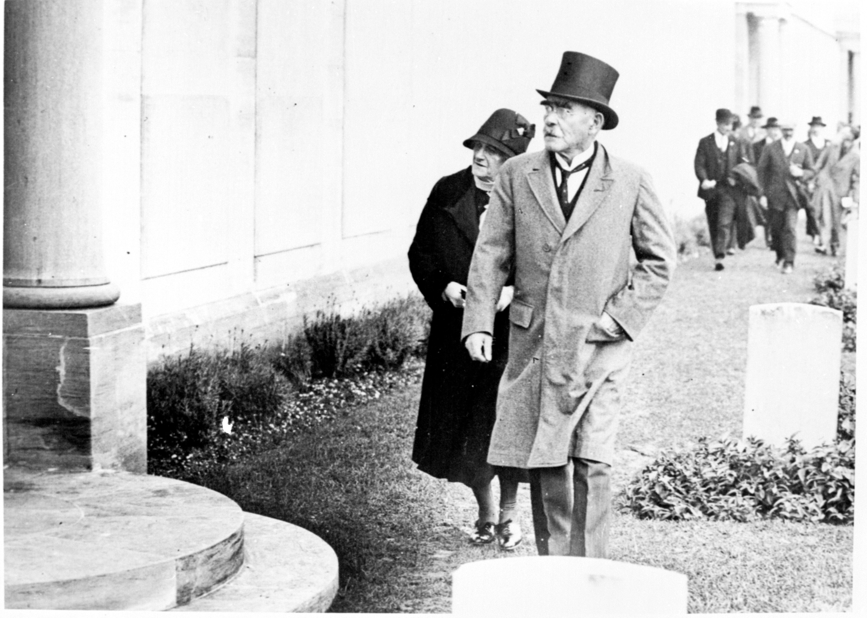 Rudyard Kipling making his first visit to the Loos Memorial CREDIT CWGC