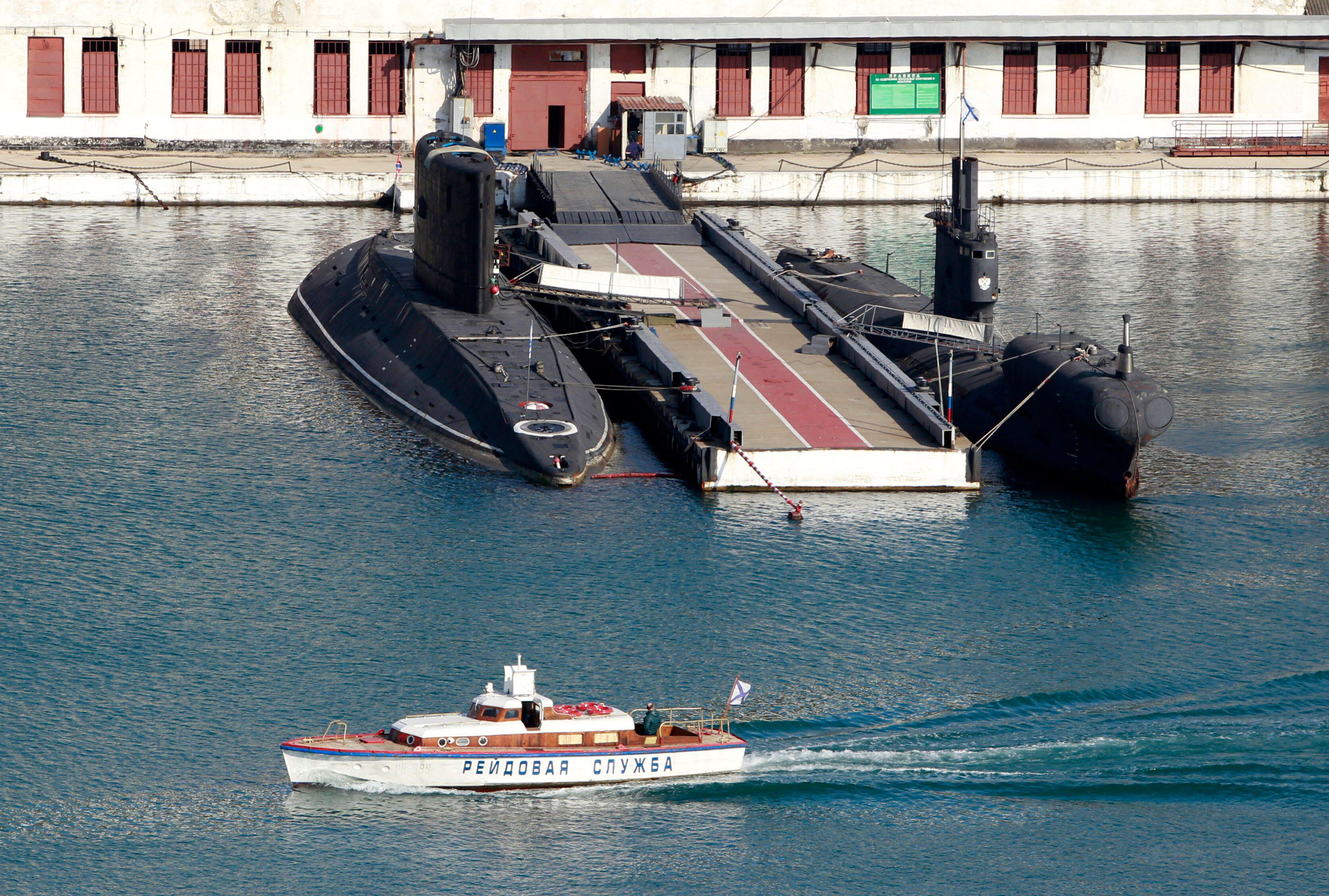 File photo of Russian Black Sea Fleet submarines in Sevastopol, Crimea