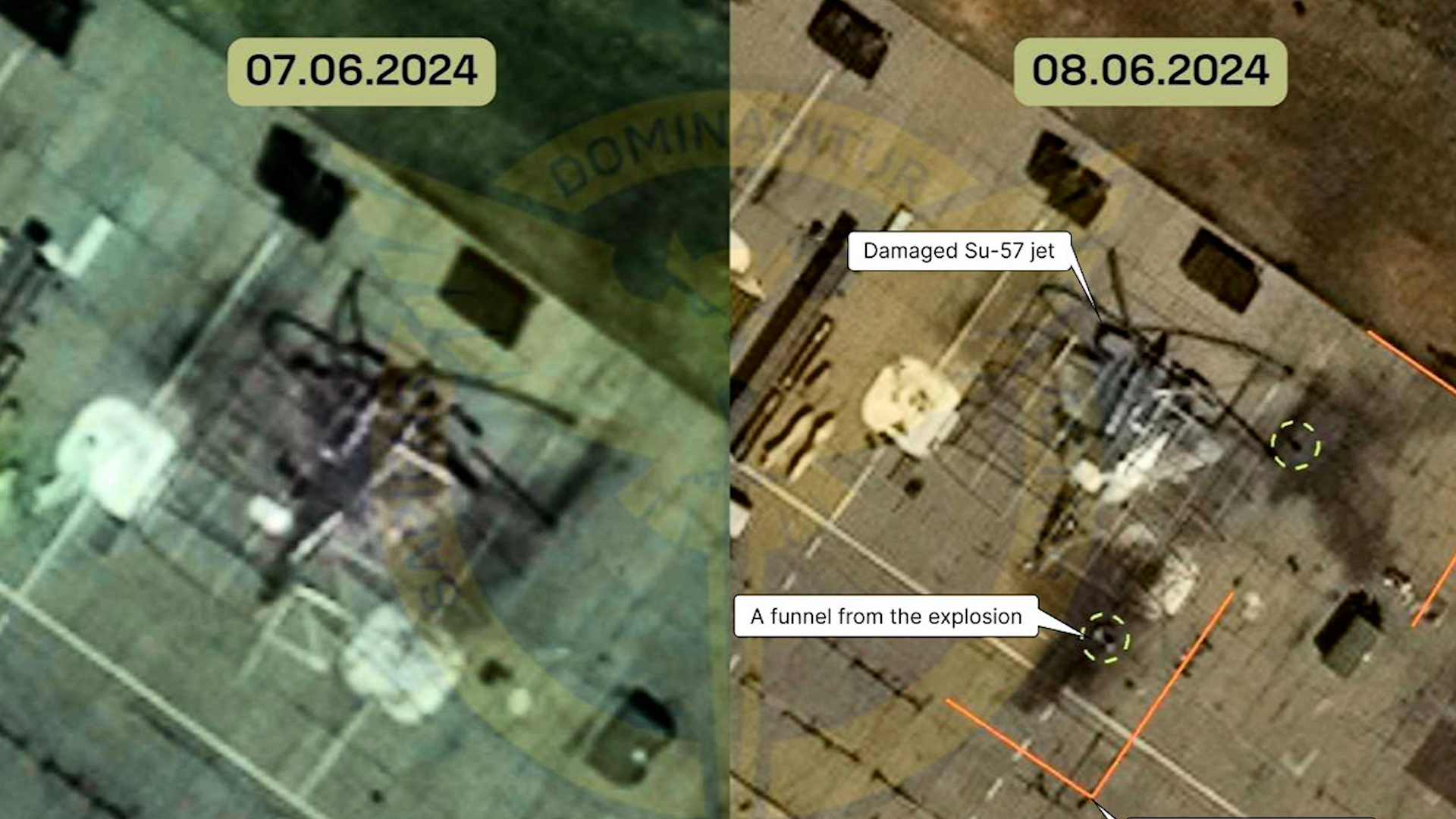 Russian Sukhoi Su-57 fighter jet Akhtubinsk air base Ukraine strike 080624 CREDIT Ukrainian Ministry of Defence 