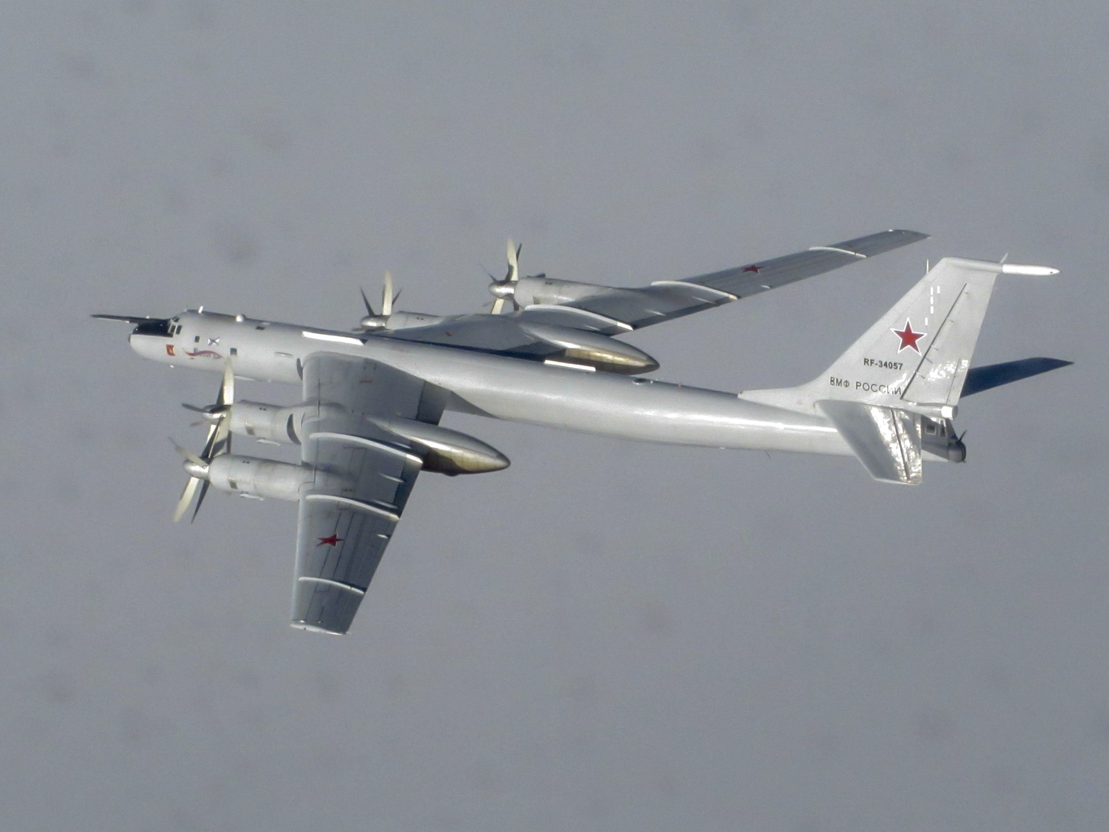 The Russian jets were tracked flying towards the north-west coast of Scotland (Picture: MOD/RAF).