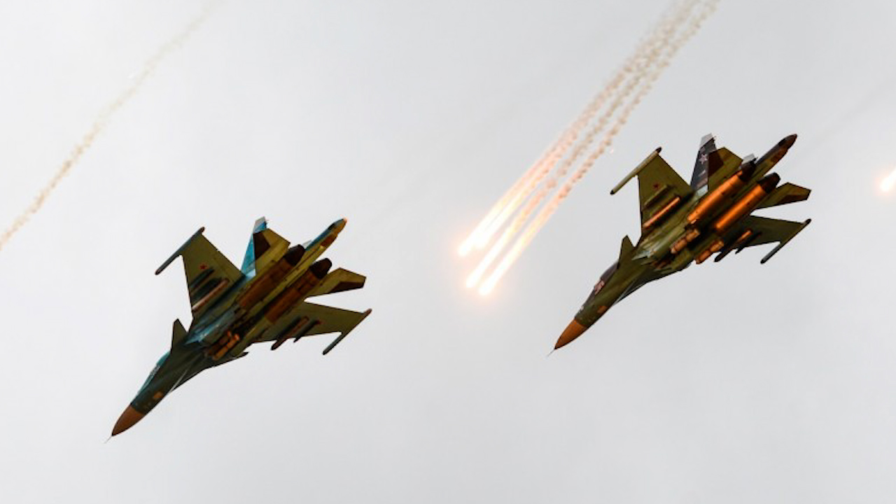A Russian aircraft has open fired upon a civilian area within Russia's borders (Picture: Russian MOD).