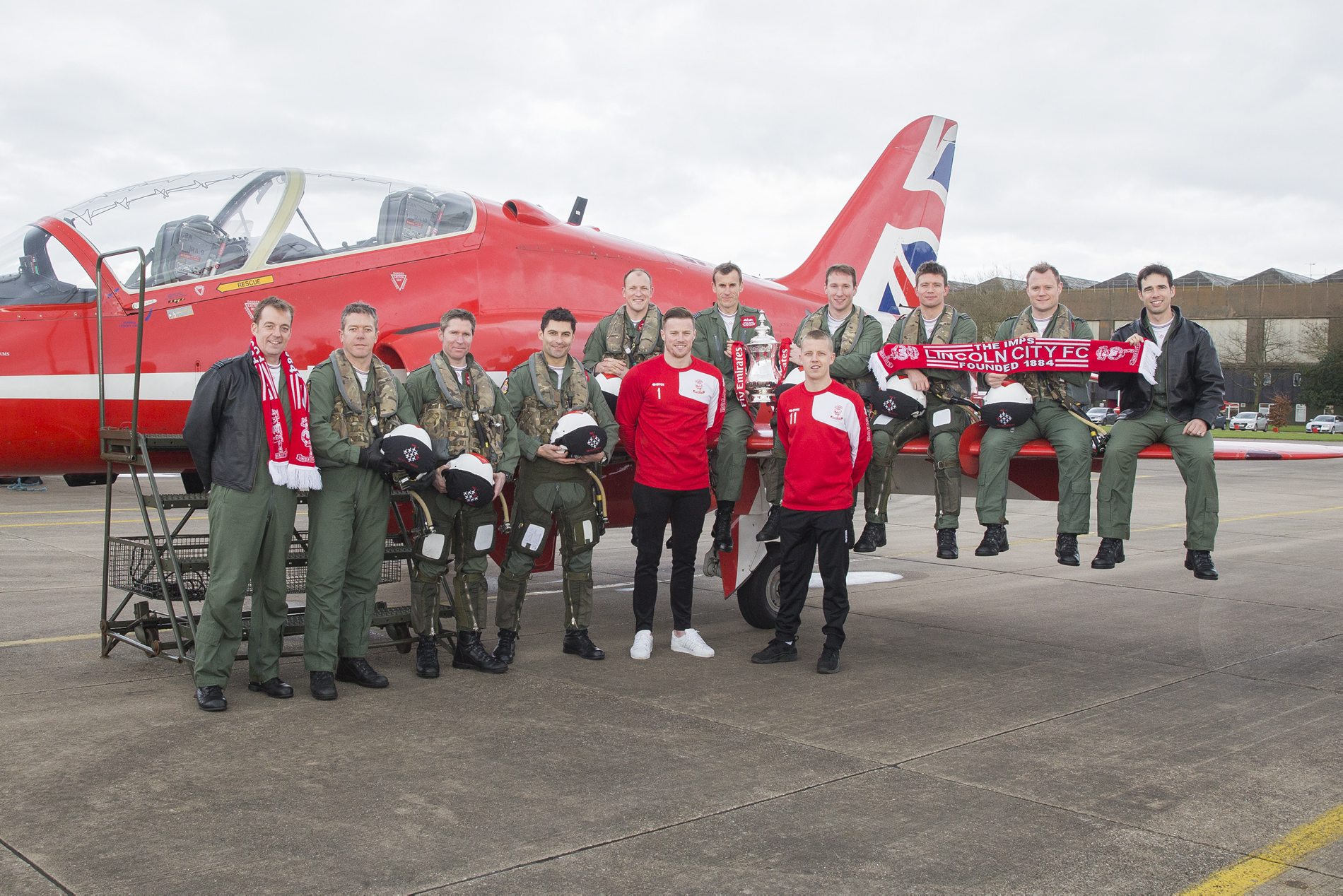 RAF Red Arrows Get A Visit From Lincoln's FA Cup Heroes