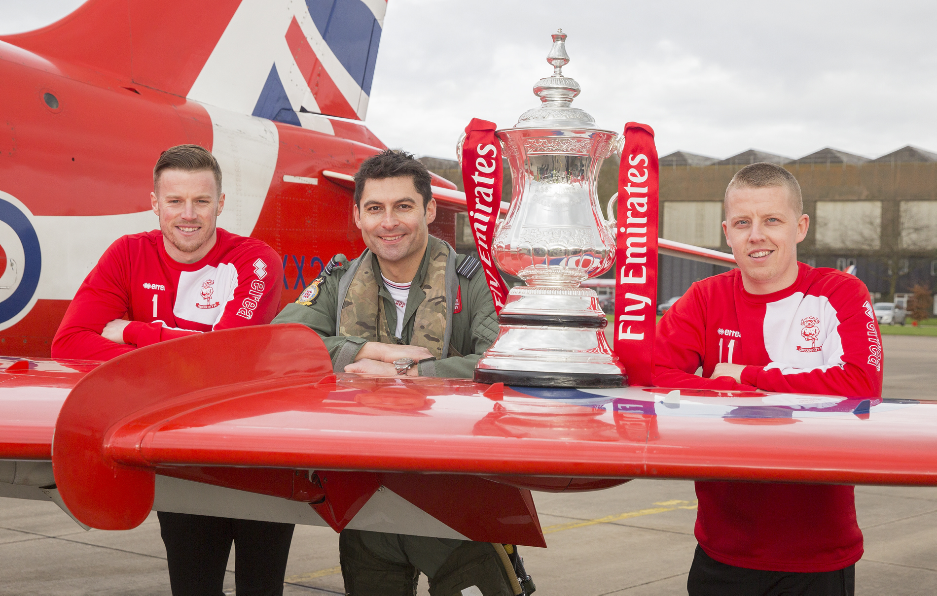 RAF Red Arrows Get A Visit From Lincoln's FA Cup Heroes