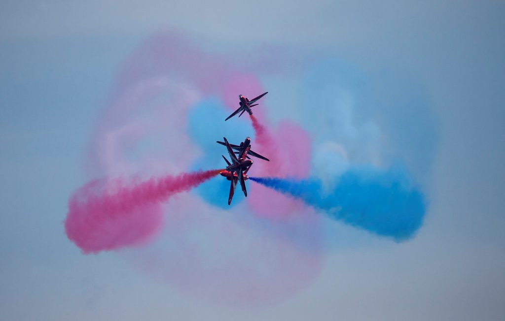 The Red Arrows practice displays in Greece