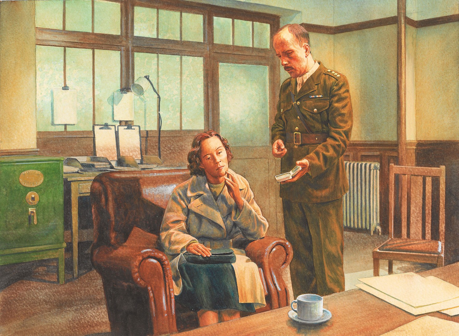 illustration of an interview for female SOE agents during World War 2